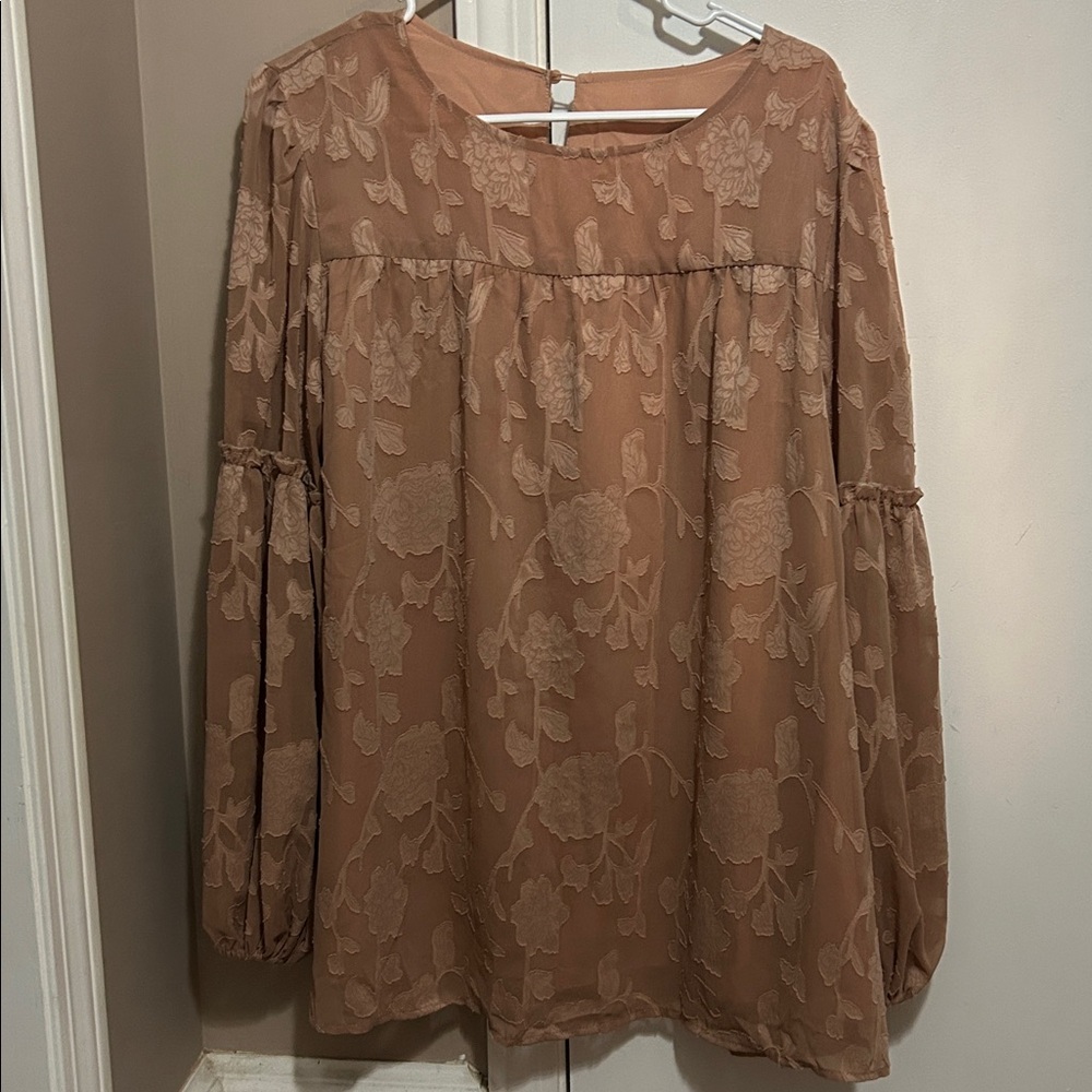 Floral Sheer Blouse with Long Sleeves